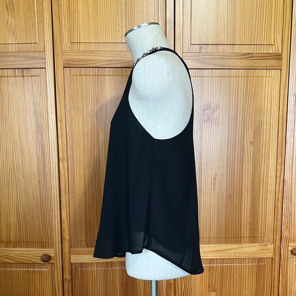 Lush Medium Black Sheer Halter Top Choker Beaded Glam - Picture 5 of 8